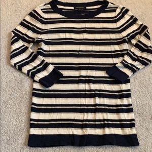 Banana Republic navy, gold and cream striped top